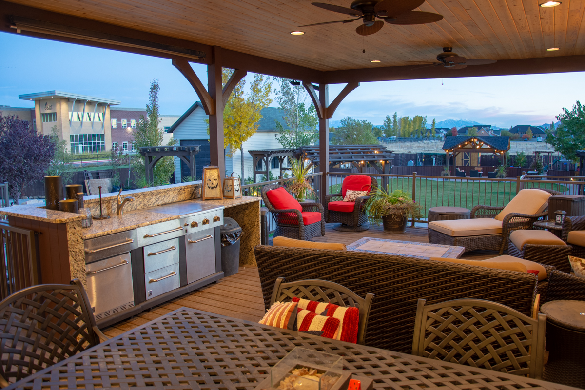 Whatcott-deck-shadescapes-62 outdoor refrigerator with ceiling fan gazebo with enough room for a outdoor kitchen area