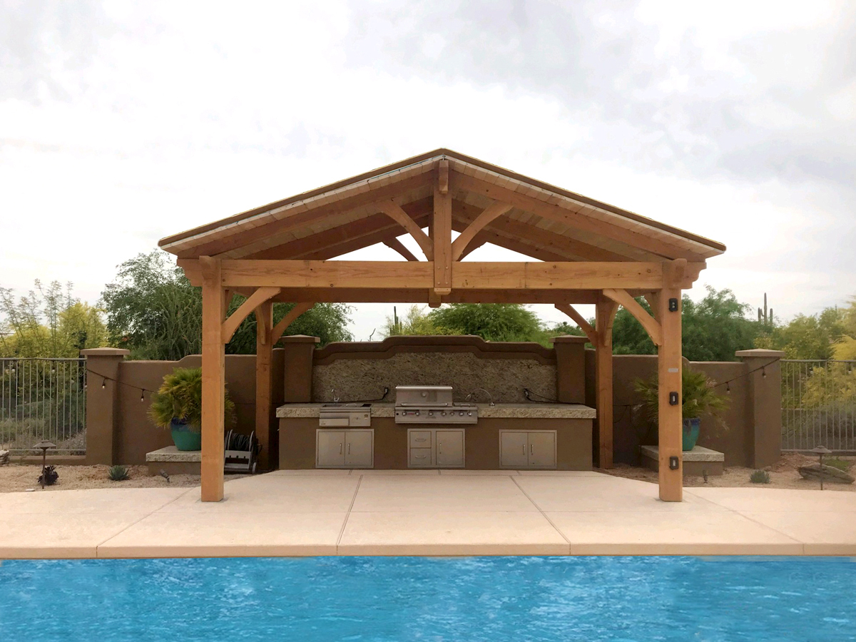 swim-pool-outdoor-kitchen-pavilion outdoor grill under gazebo