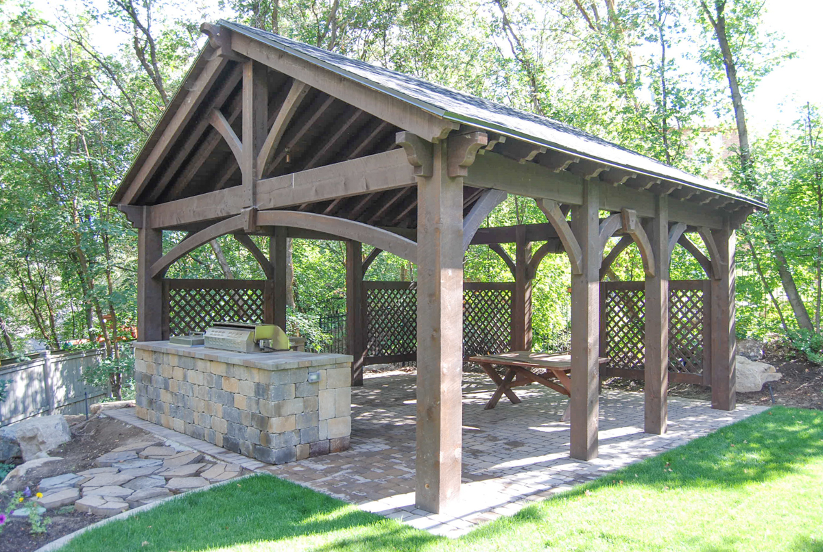 bahr-outdoor-kitchen-pavilion-711 outdoor kitchen pavilion kit with comfortable seating